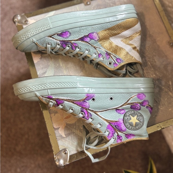 Converse Unisex High-Top Sneakers - Light Blue, Gold & Purple Sz 10 men - Picture 13 of 14